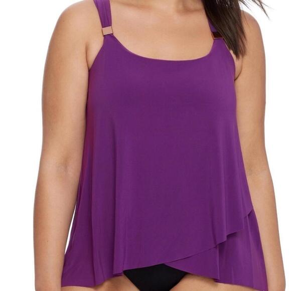 Miraclesuit Razzle Dazzle Tankini Top Pink Underwire swimwear New 16 orchid - Picture 2 of 10